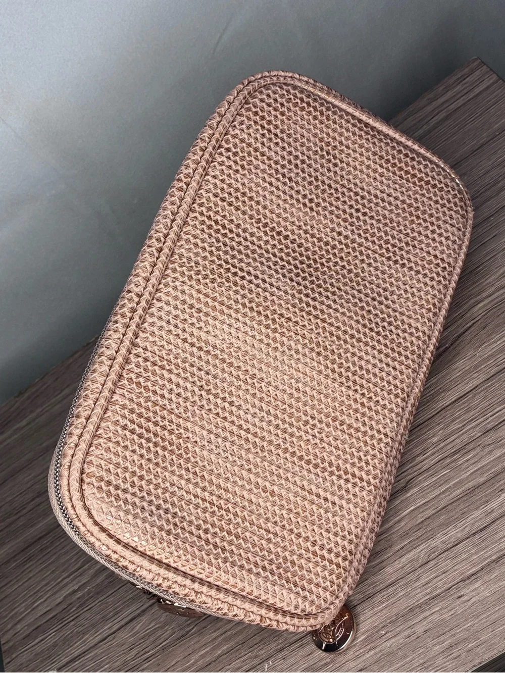 GUC Stephanie Johnson Rose Gold Textured Travel Cosmetic Pouch